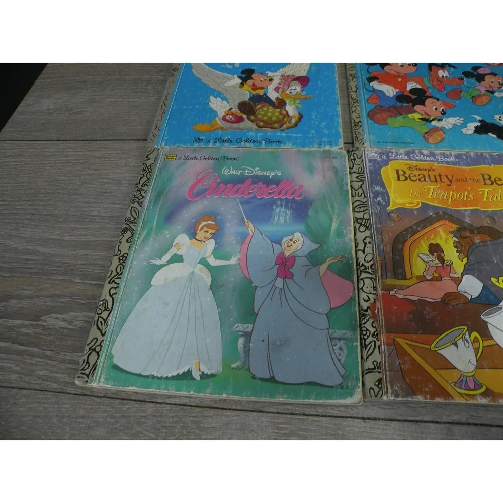 Walt Disney Little Golden Books Lot of 4 Cinderella Mickey Mouse Beauty Beast